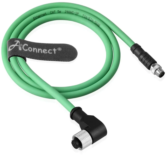 Main image of Plug and play adapter cable, M12 12-pin female to M8 6-pin male (60cm 23.6in) (green right angle)