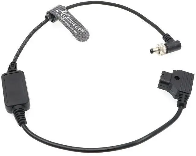 Main image of Lock-in right-angle DC 12V 2.1mm to D-tap power cable, 54cm, suitable for Pix-E, Pix-E5, and Pix-E5H voltage regulators for video equipment.