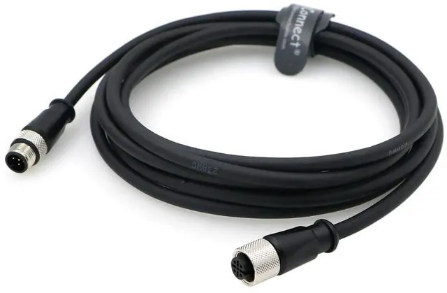 Main image of M12 5-pin male A-type coded to 5-pin female industrial shielded cable and aviation sensor connector, suitable for equipment network fieldbus modules (300CM).