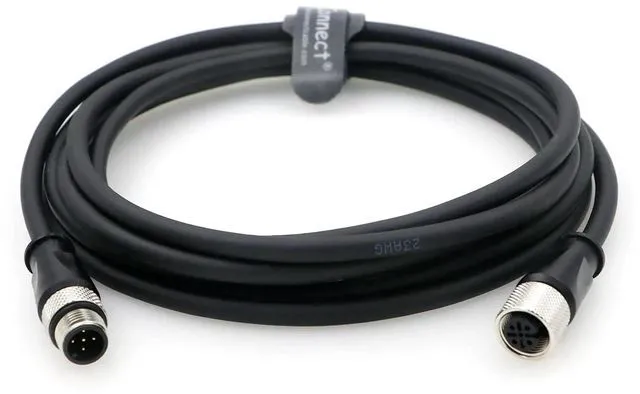 Main image of M12 5-pin male A-type coded to 5-pin female industrial shielded cable and aviation sensor connector, suitable for equipment network fieldbus modules (5M).