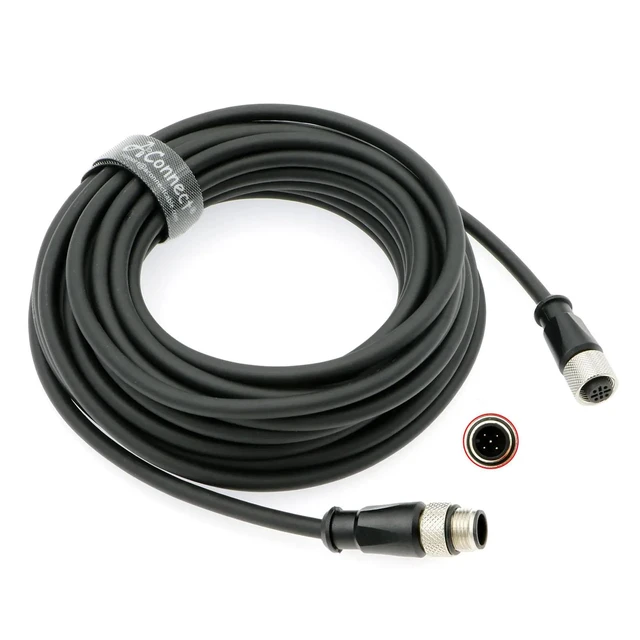 Alt view image 2 of 2 - M12 5-pin male A-type coded to 5-pin female industrial shielded cable and aviation sensor connector, suitable for device network fieldbus modules (8M).