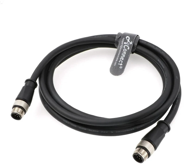 Main image of M12 8-pin A-type male to 8-pin A-type male high-flexibility industrial Ethernet shielded waterproof cable, suitable for industrial cameras (1M).