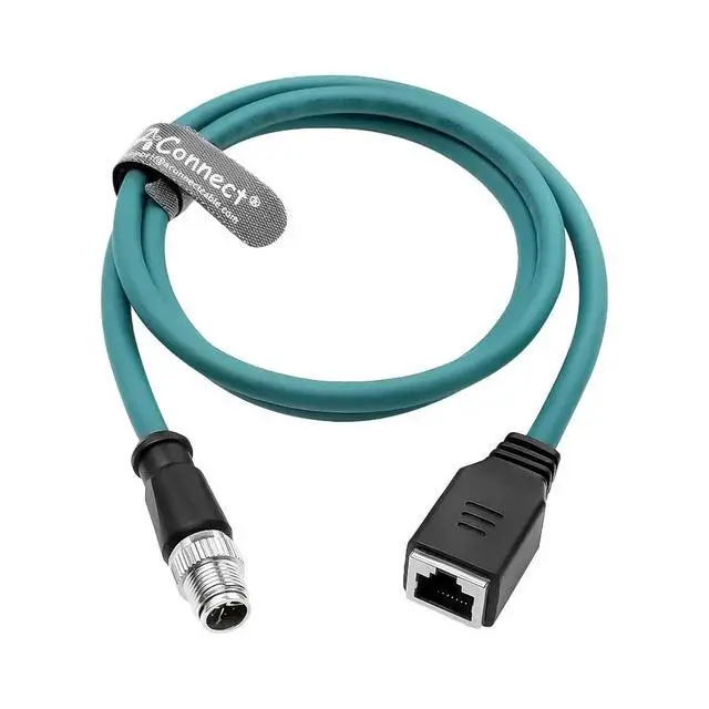 Alt view image 2 of 2 - M12 X-Code 8-pin male to RJ45 female Ethernet cable, Cat6a high flexibility, suitable for industrial automation and robotics (15M) (Green).