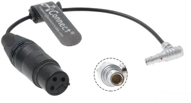 Main image of Audio cable for Z CAM E2 camcorder, right-angle 5-pin male to XLR 3-pin female, 6 inches (15 cm).