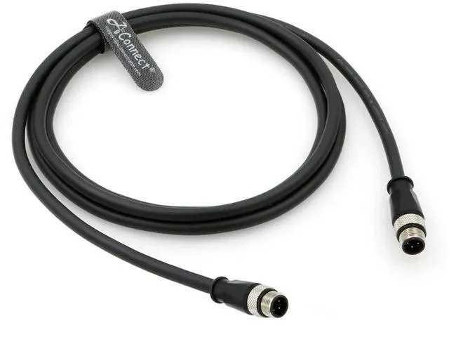Main image of Shielded flexible Ethernet cable M12, 4-pin D-type male to 4-pin D-type male Cat5e Ethernet waterproof cable, suitable for industrial cameras (3M 9.84Ft).
