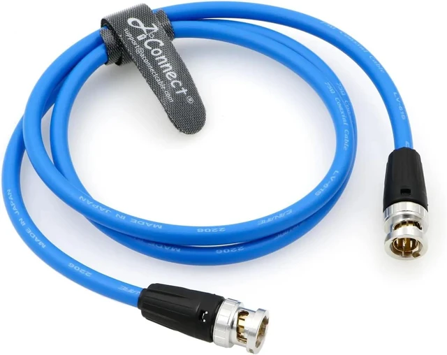 Main image of 12G High-Definition BNC SDI BNC Cable, BNC Male to Male 75 Ohm Coaxial Cable, Suitable for 4K Cameras, Blue 1-meter Straight