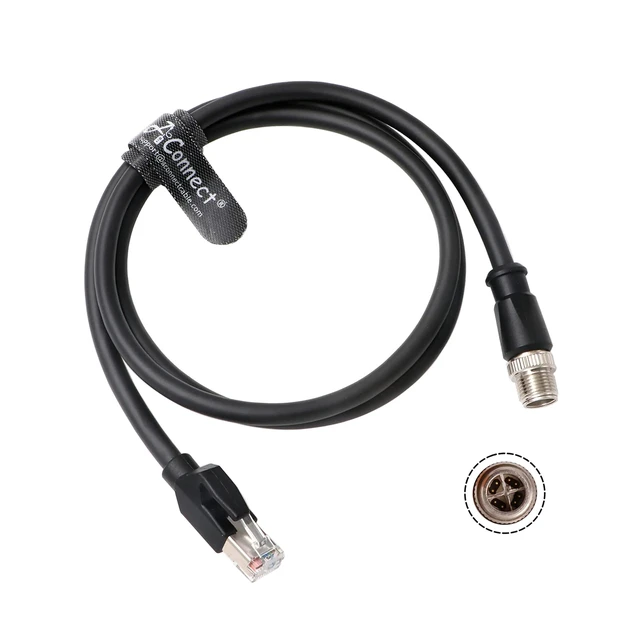 Alt view image 2 of 2 - M12 X-Code RJ45 Industrial Shielded Ethernet Cable, suitable for industrial cameras, M12 8-pin X-Code male to RJ45 Cat6a flexible connector (1M).