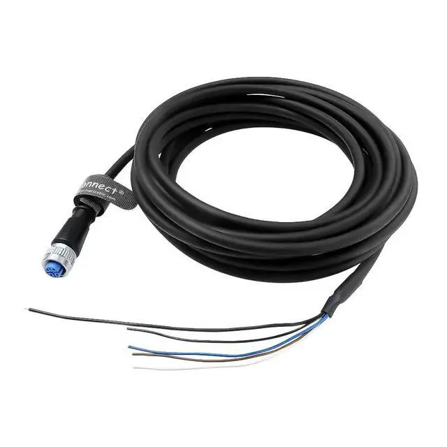 Alt view image 2 of 2 - 6.6 ft (2 m) M12 Type A coded 4-pin female to open-end power I/O cable, shielded drag chain cable, suitable for sensors, actuators, and industrial automation equipment.