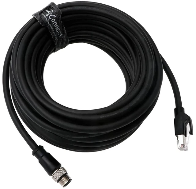 Main image of D-Code M12 4-pin male to RJ45 male Cat5e high-flexibility shielded Ethernet cable, suitable for industrial field applications, can be wired to mechanical sensors and cameras (15M).