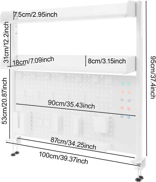 Alt view image 3 of 7 - Desktop Bookshelf Clamp On Desk Shelf with Each Tier Load Capacity(16.53 Lbs) Multipurpose Clip-On Desk Organiser Desktop Organizer Bookshelf Storage Shelves for Study Rooms, Bedrooms(White)