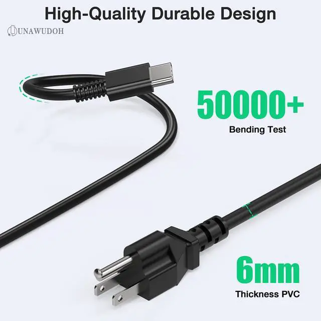 Alt view image 3 of 6 - 65W USB C Laptop Charger Compatible with Lenovo ThinkPad T480 T490 T580 X1 Carbon T14 T14s T16 E14 E16 Yoga C940 C930 720 910 920 7i Chromebook C330 S330,Type C Fast Charging Power Supply Adapter Cord