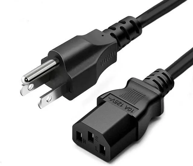 Main image of 3 Prong AC Power Cord 10ft Long Standard | 125V-250V | for Computer, Monitor, TV, Printer, Power Supply PSU Electric Cable Replacement Power Cord