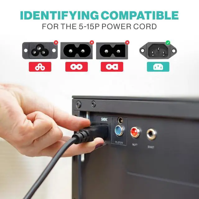 Alt view image 3 of 7 - 3 Prong AC Power Cord 10ft Long Standard | 125V-250V | for Computer, Monitor, TV, Printer, Power Supply PSU Electric Cable Replacement Power Cord