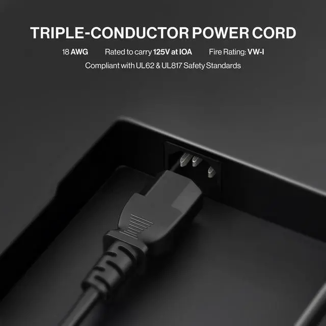 Alt view image 5 of 7 - 3 Prong AC Power Cord 10ft Long Standard | 125V-250V | for Computer, Monitor, TV, Printer, Power Supply PSU Electric Cable Replacement Power Cord