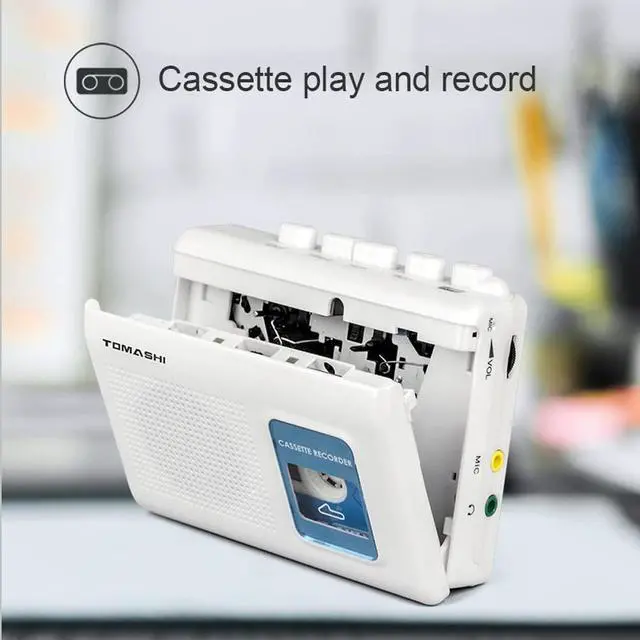 Alt view image 4 of 7 - Portable Cassette Player Tape Recorder with Built-in Speaker,Microphone,Headphone Jack-, 4.57 x 3.54 x 1.38inch