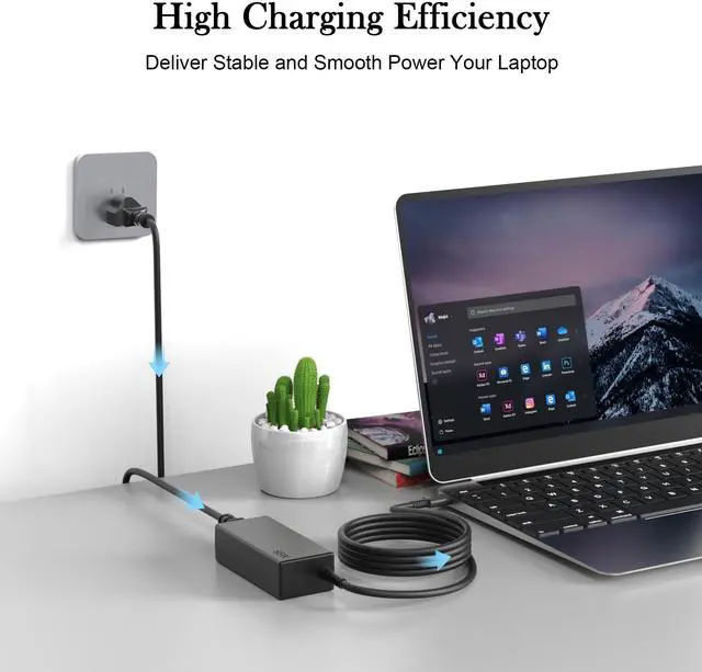 Alt view image 4 of 7 - 65W USB C Laptop Charger Compatible with Lenovo ThinkPad X1 X13 T14 T14s T15 E14 E15 T480s T490 Yoga 7i 9i C940 Thinkbook 13s 14 15 16 Chromebook c330 s330 Computer Charger Type C AC Power Adapter