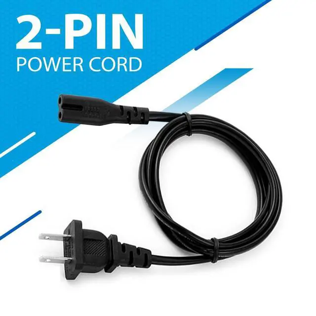 Alt view image 3 of 4 - AC 2 Prong C8 Power Cord 5ft Standard 2-Slot for TV PS4 PS5 Speaker Monitor Xbox Wall Power Cable Replacement Black