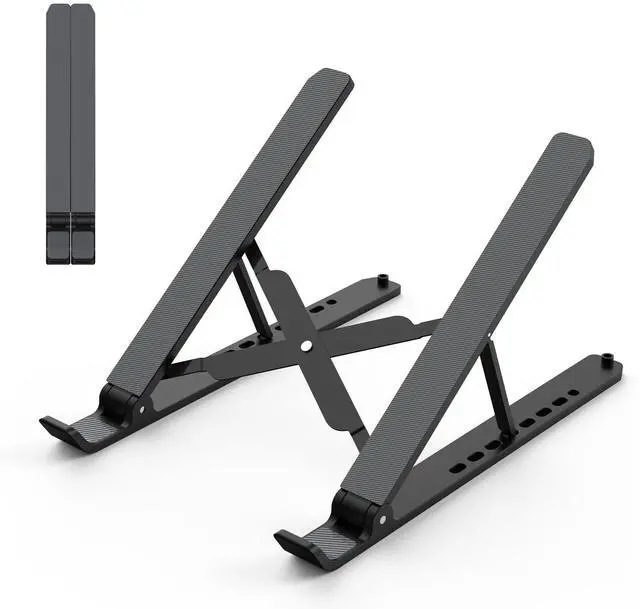 Main image of Laptop Stand for Desk, Adjustable Laptop Riser ABS+Silicone Foldable Portable Notebook Holder, Ventilated Cooling Notebook Mount Computer Stand for 10-15.6 Laptops,Tablets-Black