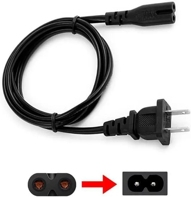 Alt view image 4 of 4 - AC 2 Prong Power Cord 3FT C7 Figure 8 Replacement Power Cable for Samsung TV, LG, TCL, Roku, PS5, PS4, Xbox Game Console, Monitor and More