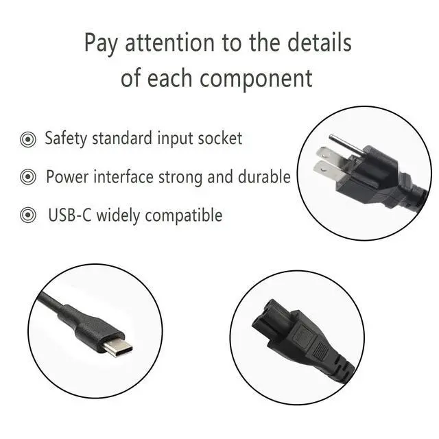 Alt view image 2 of 7 - 65W 45W USB C Laptop Power Replacement Adapter Charger for Lenovo Chromebook/Yoga/ThinkPad/HP Chromebook/Dell Laptop USB Type C Power Adapter