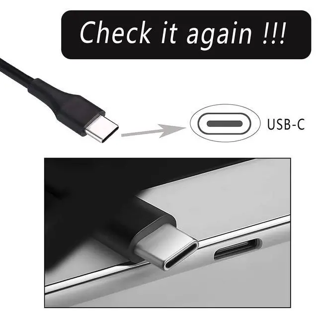 Alt view image 3 of 7 - 65W 45W USB C Laptop Power Replacement Adapter Charger for Lenovo Chromebook/Yoga/ThinkPad/HP Chromebook/Dell Laptop USB Type C Power Adapter