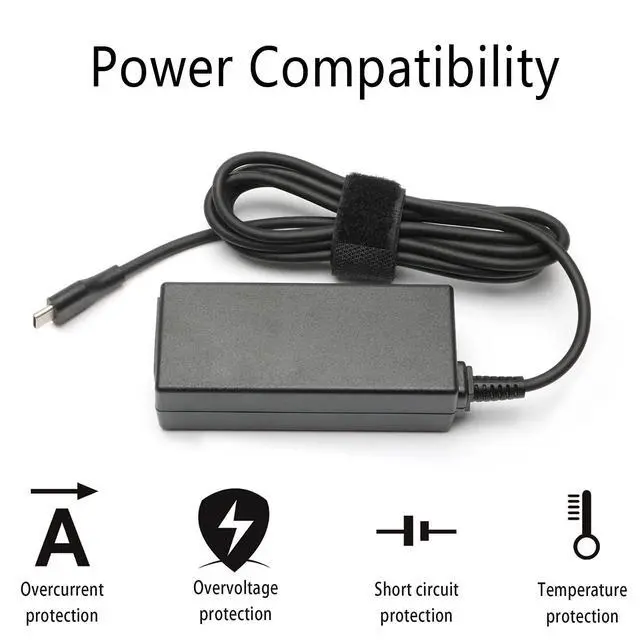 Alt view image 4 of 7 - 65W 45W USB C Laptop Power Replacement Adapter Charger for Lenovo Chromebook/Yoga/ThinkPad/HP Chromebook/Dell Laptop USB Type C Power Adapter
