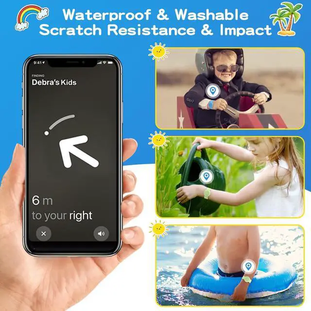 Alt view image 6 of 7 - Waterproof Bracelet Compatible with Airtag (1st & 2nd Gen) for Kid, 2 Pack Soft Silicone Hidden Wristband, Lightweight Watch Band Compatible with Apple Air Tag for Child, Grow in Dark Blue & Green