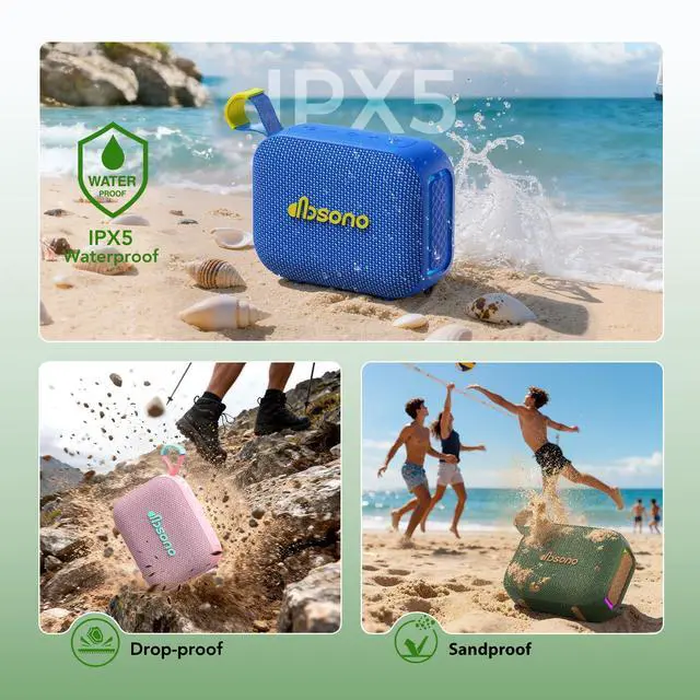 Alt view image 6 of 7 - Portable Bluetooth Speaker Waterproof Gift: IPX5 HD Sound Up to 24H Playtime, TWS Pairing, LED Light, Outdoor Speaker for Beach/Pool/Travel/Essentials, Gifts for Fathers Day for Men Dad-Dark Green