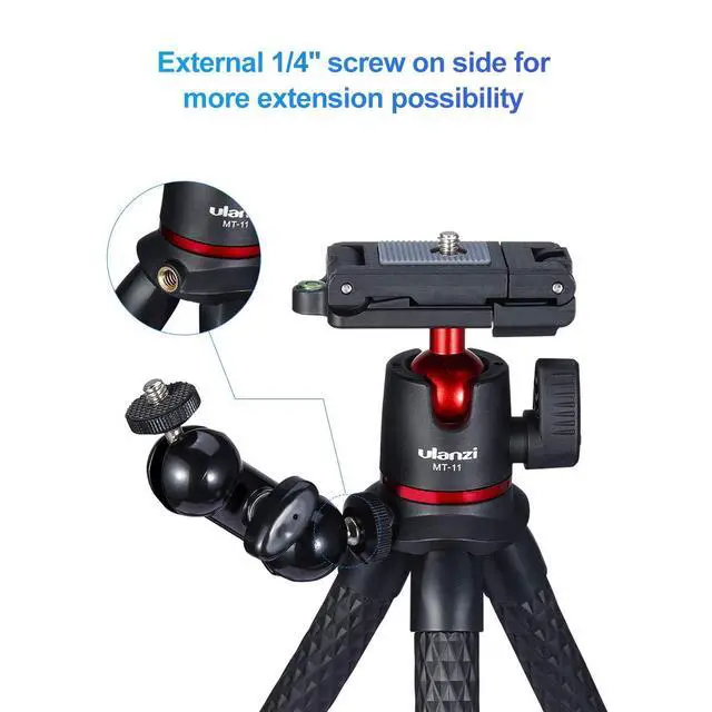 Alt view image 3 of 7 - Camera Tripod, Mini Flexible Stand w Hidden Phone Holder w Cold Shoe Mount, 1/4'' Screw f Magic Arm, Universal f iPhone 17 16 15 14 Pro Max XS Max Canon Nikon Sony DJ Pocket 4/3 Cameras