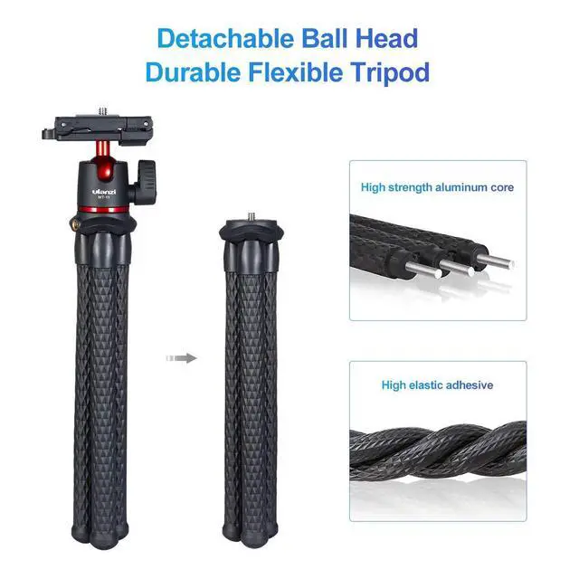 Alt view image 4 of 7 - Camera Tripod, Mini Flexible Stand w Hidden Phone Holder w Cold Shoe Mount, 1/4'' Screw f Magic Arm, Universal f iPhone 17 16 15 14 Pro Max XS Max Canon Nikon Sony DJ Pocket 4/3 Cameras