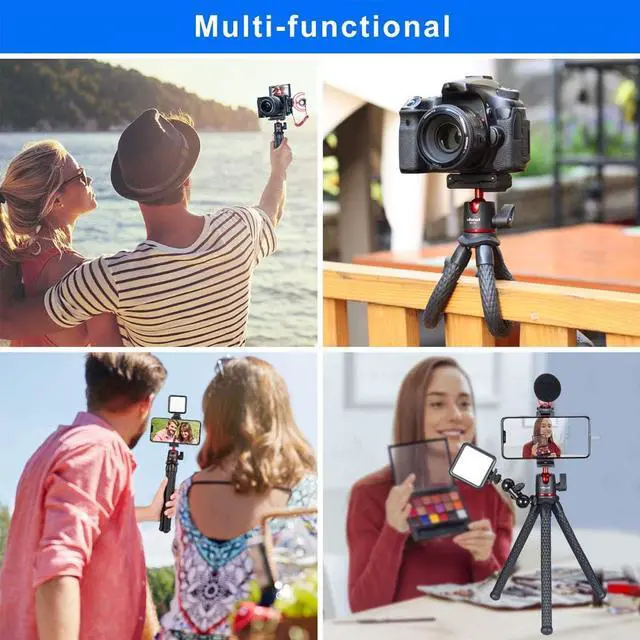 Alt view image 6 of 7 - Camera Tripod, Mini Flexible Stand w Hidden Phone Holder w Cold Shoe Mount, 1/4'' Screw f Magic Arm, Universal f iPhone 17 16 15 14 Pro Max XS Max Canon Nikon Sony DJ Pocket 4/3 Cameras