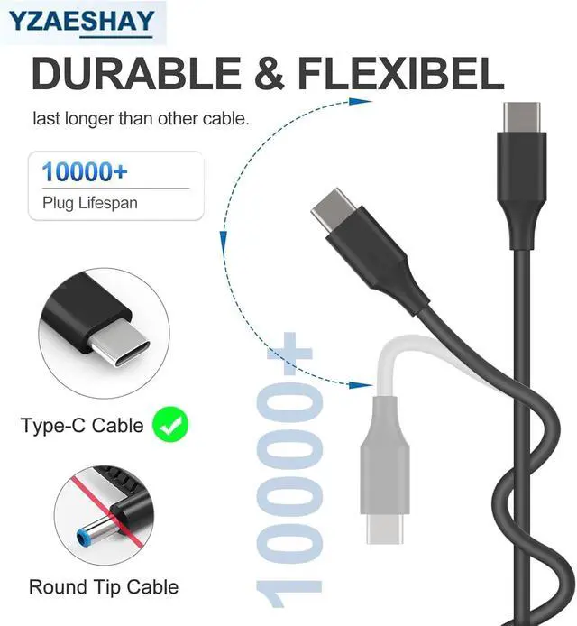 Alt view image 5 of 7 - Replacement 65W USB C Laptop Charger Compatible with HP Chromebook and All 65W USB Type C Power Adapter