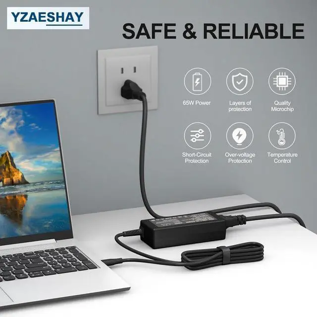 Alt view image 6 of 7 - Replacement 65W USB C Laptop Charger Compatible with HP Chromebook and All 65W USB Type C Power Adapter