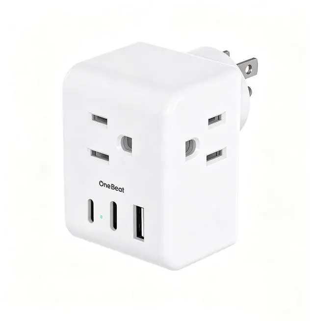 Main image of Travel Cruise Essentials, Multi Plug Outlet Extender with 3 Outlets 3 USB Ports (2 USB C), Power Strip Non Surge Protector Electric Outlet Splitter Wall Charger Multiple Plug Adapter for Travel, White
