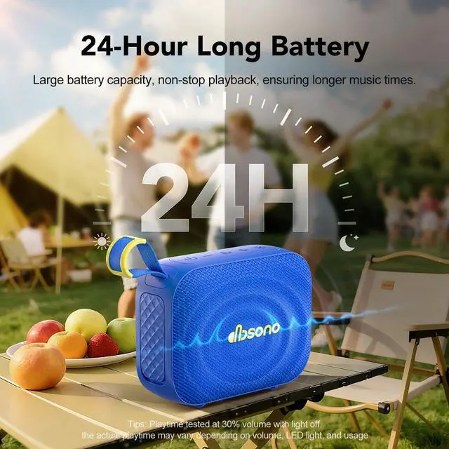 Alt view image 4 of 7 - Portable Bluetooth Speaker Waterproof Gift: IPX5 HD Sound Up to 24H Playtime, TWS Pairing, LED Light, Outdoor Speaker for Beach/Pool/Travel/Essentials, Gifts for Fathers Day for Men Dad Husband-Blue