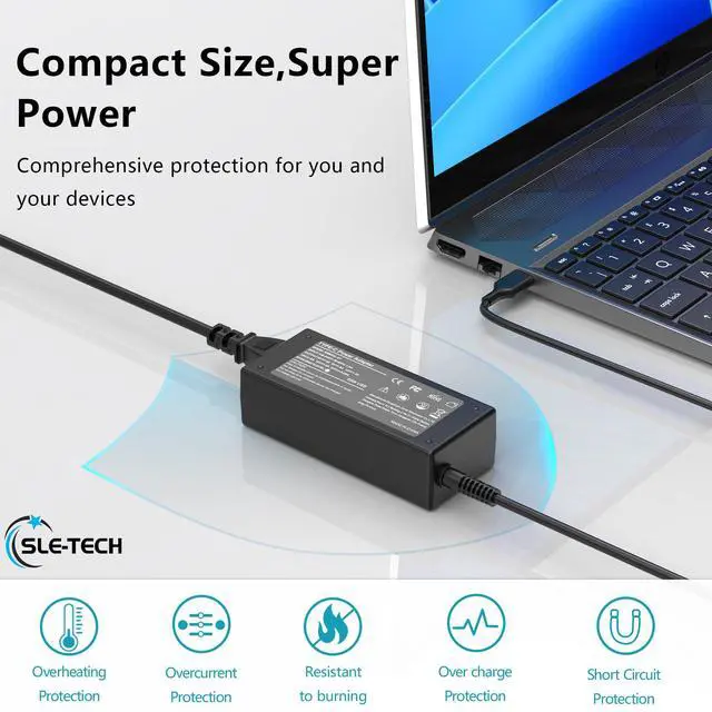 Alt view image 6 of 7 - 65W USB C Laptop Charger Compatible with Hp Chromebook 14 14A G5 11 11A G6 G7 G8 EE R13 X360 Laptops Series