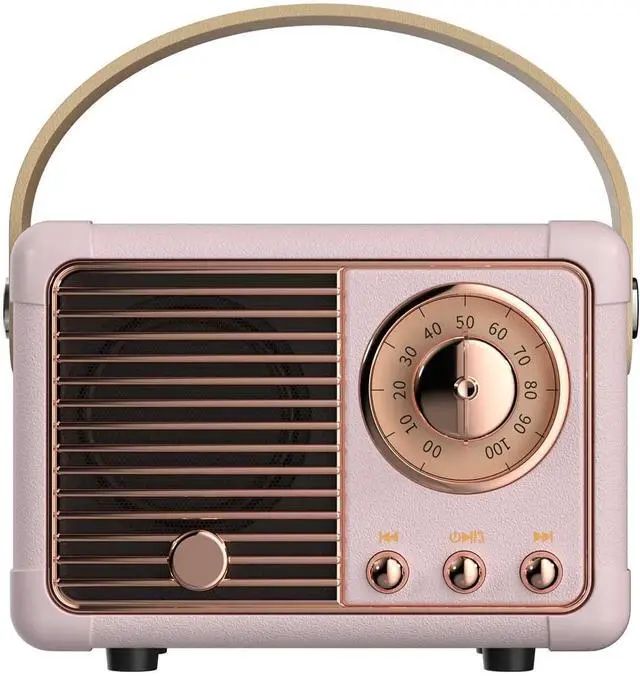 Main image of Retro Bluetooth Speaker, Portable Wireless Speaker with Crystal Clear Stereo Sound Rich Bass, Best Birthday Gifts Ideas for Women Teenage (Pink)