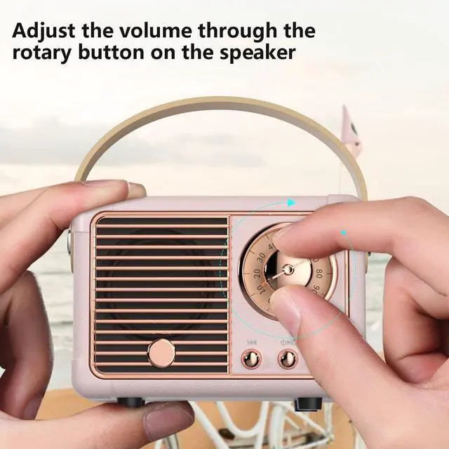 Alt view image 7 of 7 - Retro Bluetooth Speaker, Portable Wireless Speaker with Crystal Clear Stereo Sound Rich Bass, Best Birthday Gifts Ideas for Women Teenage (Pink)