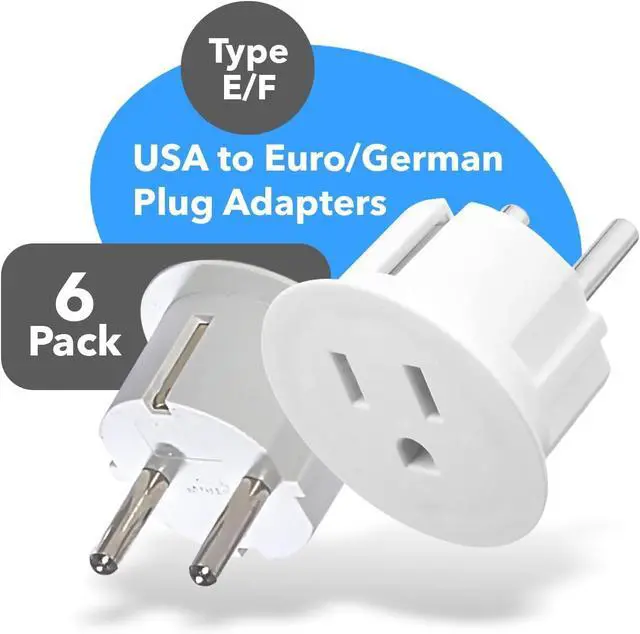 Alt view image 2 of 7 - American USA To European Plug Adapter Type E/F Schuko Plug Adapter - Use in Germany, France, & More - CE Certified For Mobile, Laptop & Camera Chargers - 6 Pack