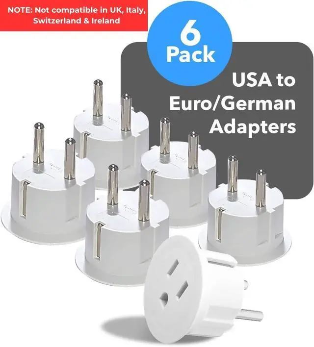 Alt view image 3 of 7 - American USA To European Plug Adapter Type E/F Schuko Plug Adapter - Use in Germany, France, & More - CE Certified For Mobile, Laptop & Camera Chargers - 6 Pack