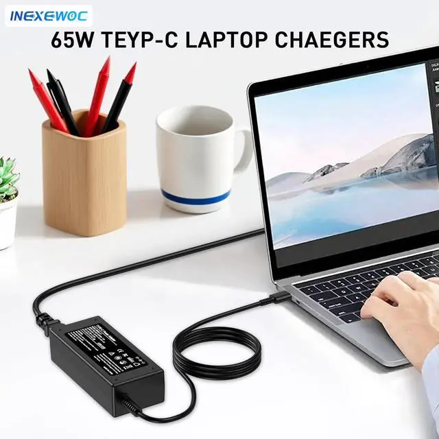 Alt view image 7 of 7 - Universal 65W USB C Laptop Charger Compatible with Lenovo,HP, Dell, Acer, Asus, Samsung, Google and More, for Office, School, and Family