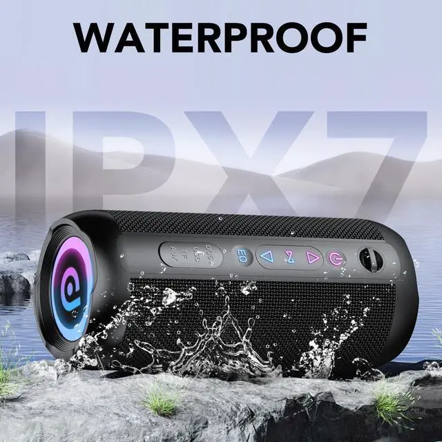 Alt view image 7 of 7 - Portable Bluetooth Speaker, Bluetooth 5.4 Speaker, 30W Dual Speaker, 2.0 Channel, Deep Bass, 30H Playtime, Colorful RGB Lights, IPX7 Waterproof, TWS pairing for Outdoor/Home/Party/Travel, Gift Ideas
