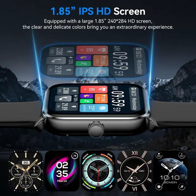 Alt view image 6 of 7 - Smart Watches for Men Women with Alexa Built-in, Bluetooth Call, 1.85" HD Touchscreen, 120+ Sport Modes, IP68 Waterproof, 7-Day Battery, 24/7 Heart Rate & Sleep Monitor for Android iPhone (Black)