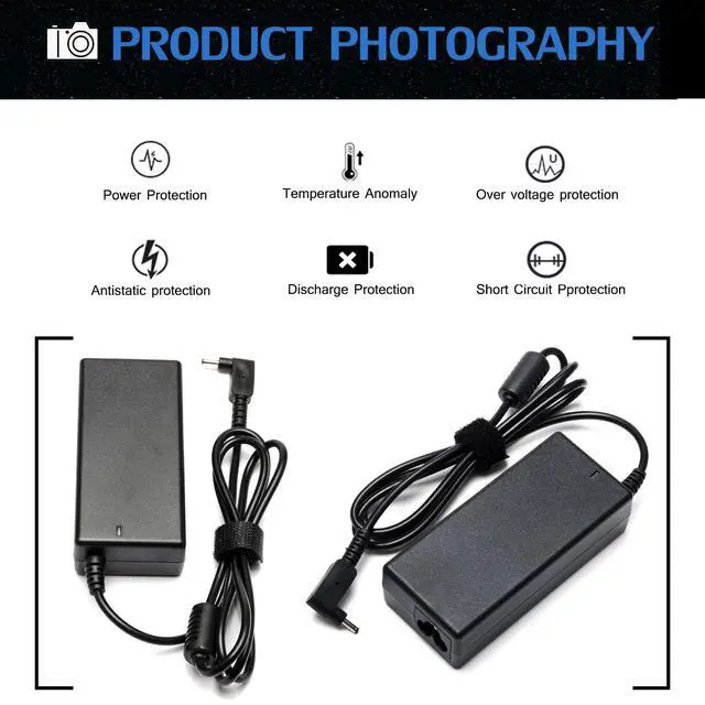 Alt view image 4 of 7 - 19V 3.42A 65W AC Adapter Laptop Charger Rreplacement for Acer Chromebook 11 13 14 15 R11 CB3 CB5 C740 C720 C720p C738T C731 CB3-532 CB3-131 CB3-531 CB5-311 CB5-571 CB5-132T PA-1650-80 Power Cord