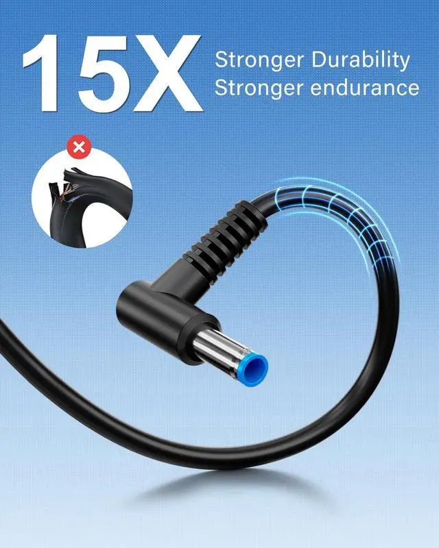 Alt view image 4 of 7 - Charger Compatible with HP Laptop Computer 65W 45W Smart Blue Tip 4.5mm | Compatible with HP Pavilion x360 14/15/17, Envy 13/15, EliteBook ProBook Chromebook Stream Spectre |19.5V 3.33A 710412-001