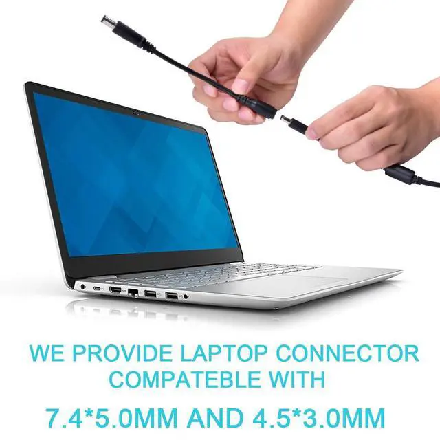 Alt view image 3 of 7 - Charger Compatible with Dell Laptop Computer 65W 45W Round Tip Power Adapter