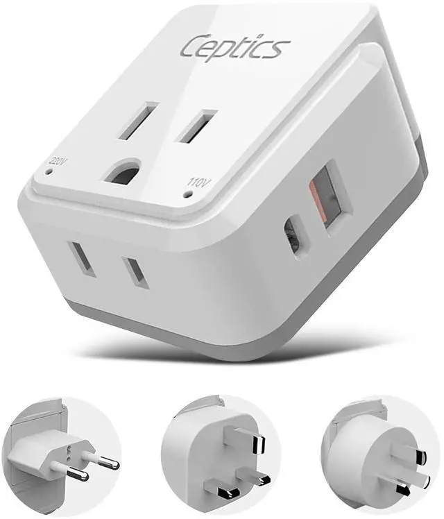 Main image of China, Malaysia Power Adapter Travel Set, 20W PD & QC, Safe Dual USB & USB-C 3.1A2 USA Outlet - Compact-Use in Hong Kong, Kuwait, Singapore, Iraq - Includes Type G, I, C SWadAPt Attachments