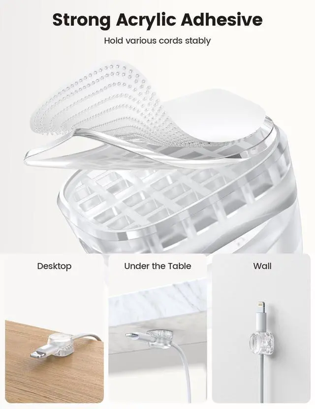 Alt view image 6 of 7 - 6Pack Cord Organizer, Office Desk Accessories - Clear Cable Management Clips, Home Workspace Chritsmas Organization Accessories, Nightstand Desk Decor, Dorm Room Desktop Gadget Essentials