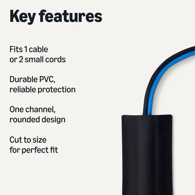 Alt view image 2 of 5 - Floor Cord Cover, 6ft Length, 2.6" Diameter, Cable Protector, Black
