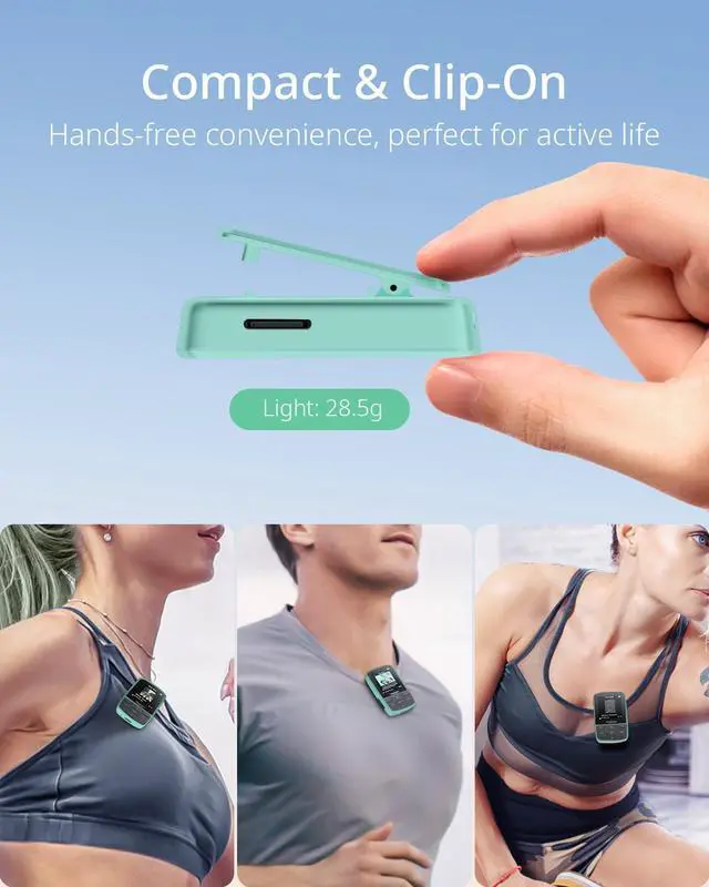 Alt view image 3 of 6 - MP3 Player with Bluetooth 5.2, Expandable to 64GB, HiFi-Music, with Sports Clip, Earphones Included, Green(No Built-in Storage No TF Card Included Insert Card to Use)
